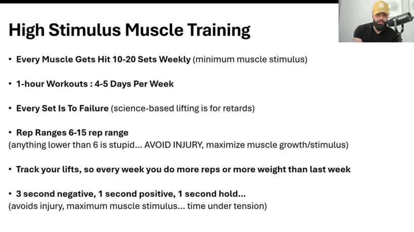 High stimulus muscle training spec